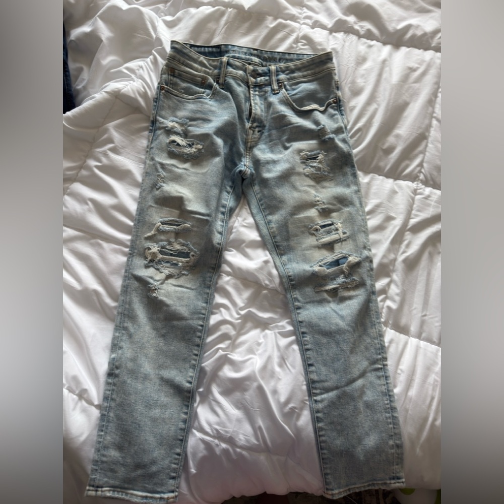 American Eagle Outfitters Blue Skinny Jeans Distressed Style